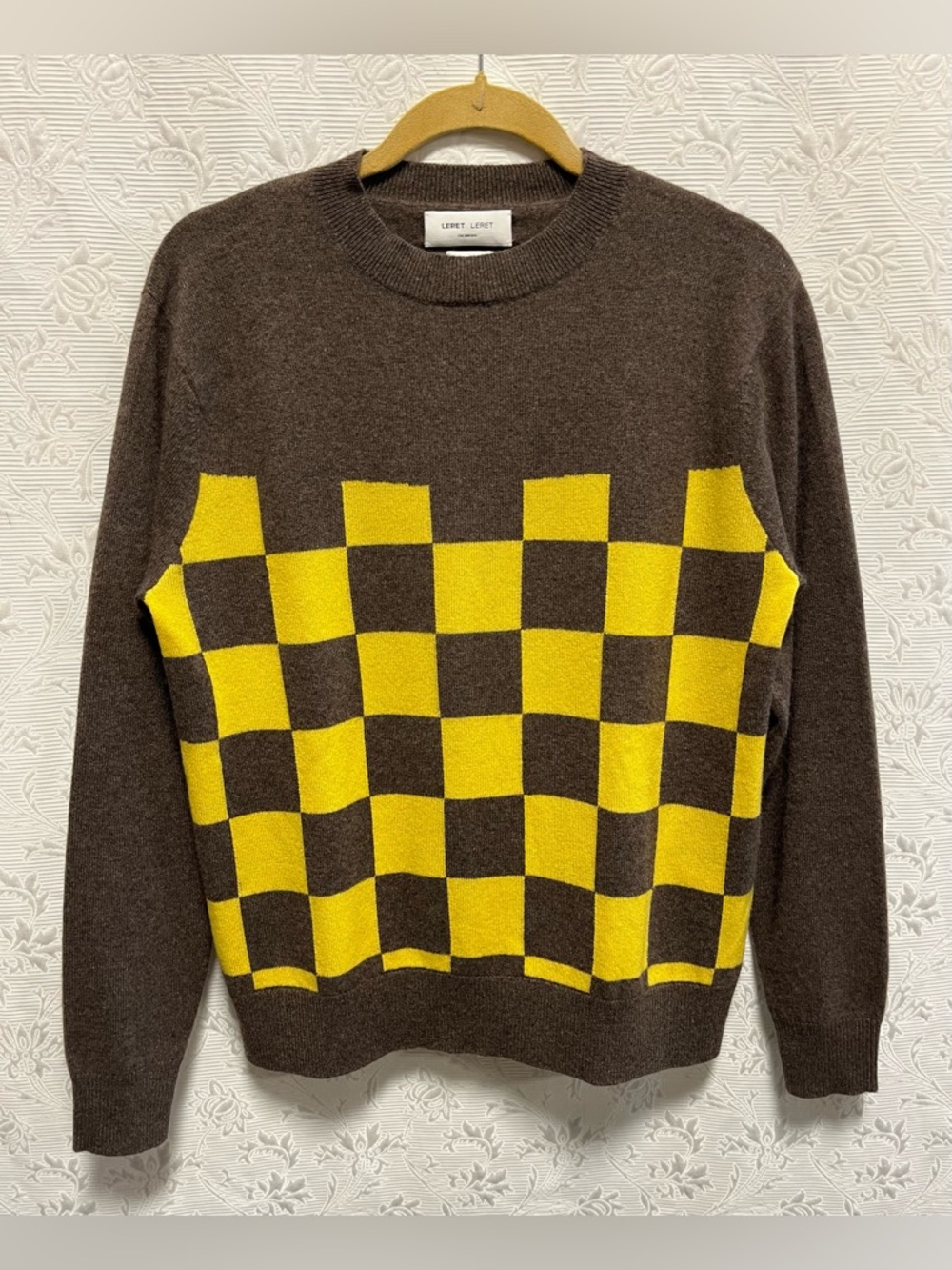 Leret Leret No. 36 Brown and Yellow Checkered Sweater XS